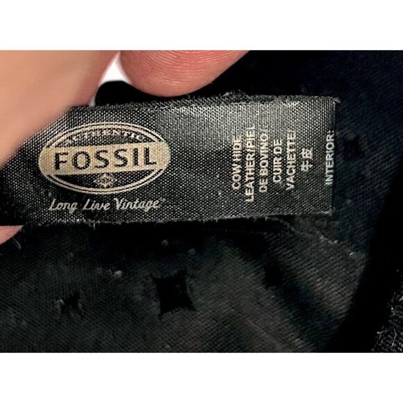 FOSSIL MORGAN TRAVELLER BLK PEBBLED LEATHER ORGANIZER CROSSBODY MESSENGER BAG - Picture 8 of 12